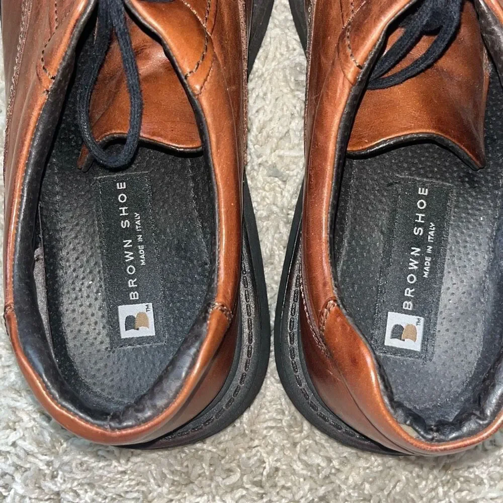 Brown Shoe Co Mens Shoes ITALY Made Genuine Leather Brown Lace Up Mens 12